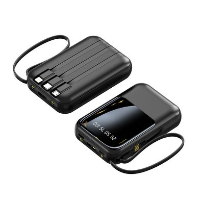 Socket Standard 10000mAh Mini Power Bank LED Display Carregador de energia com 4 cabos