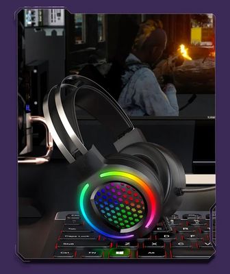 Fones de ouvido com cabo USB com fio HIFI 7.1 alto-falante Microfone de jogos Fones de ouvido RGB