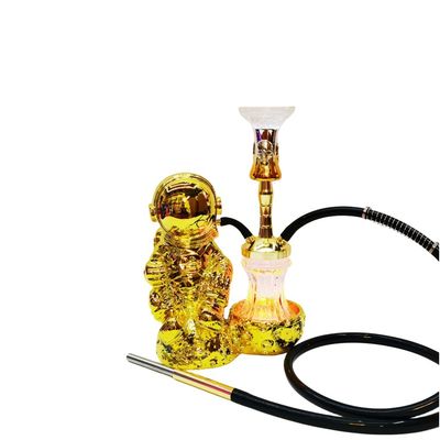 Resina 38CM Hookah Design Ouro Branco Alumínio 1 mangue Shisha com luz LED