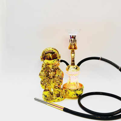 Resina 38CM Hookah Design Ouro Branco Alumínio 1 mangue Shisha com luz LED