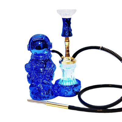 Resina 38CM Hookah Design Ouro Branco Alumínio 1 mangue Shisha com luz LED