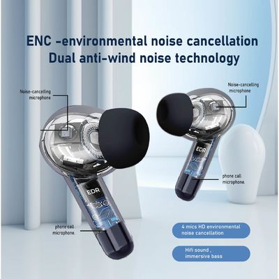 Auriculares HiFI sem fio de molde privado com ANC ENC de baixa latência e ecrã digital