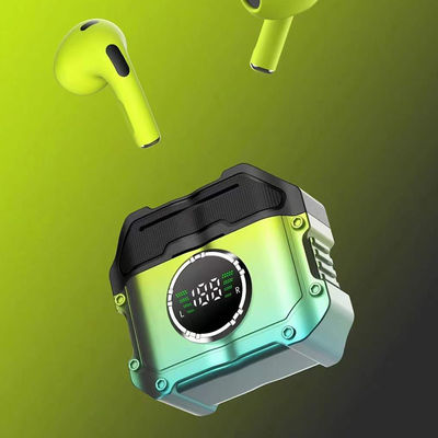 Fones de ouvido sem fio Hoya HIFI Estéreo Dentes azuis em orelhas Fones de ouvido com ENC e LED