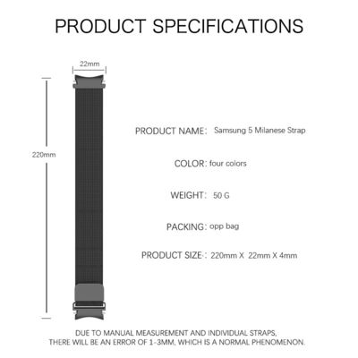 Banda de relógio inteligente de aço inoxidável para Samsung Galaxy Watch 5 44mm 40mm