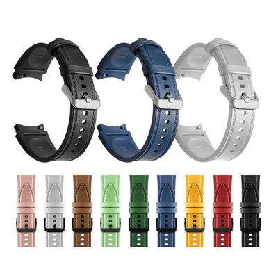 Banda de relógio de couro de borracha de 20 mm Compatível com a série de relógios Samsung Retro Replacement