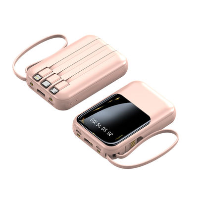 Socket Standard 10000mAh Mini Power Bank LED Display Carregador de energia com 4 cabos