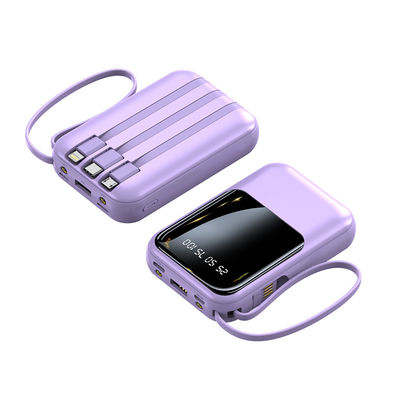 Socket Standard 10000mAh Mini Power Bank LED Display Carregador de energia com 4 cabos