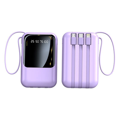 Socket Standard 10000mAh Mini Power Bank LED Display Carregador de energia com 4 cabos