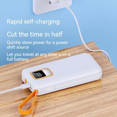Outdoor 10000mAh TC Port Mini 22.5W Fast Charging Power Bank com cabo e capacidade real