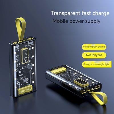 TIPO-C Interface de entrada Banco de energia transparente 10000mAh fonte de alimentação móvel para iPhone 15 14