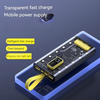 TIPO-C Interface de entrada Banco de energia transparente 10000mAh fonte de alimentação móvel para iPhone 15 14