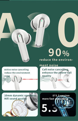 Fones de ouvido TWS sem fio de baixa latência ANC ENC Earbud com molde privado e ecrã digital