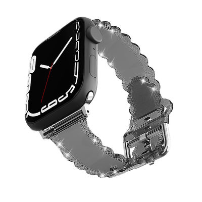 Popular estilo de luxo para o Apple Watch 45mm Clear Glitter Lace Diamond Replacement Band