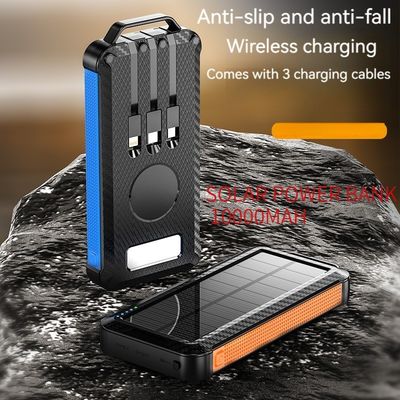Bateria Li-Polymer Banco de Energia Solar 10000mAh para iPhone 15 Carregamento sem fio e ao ar livre