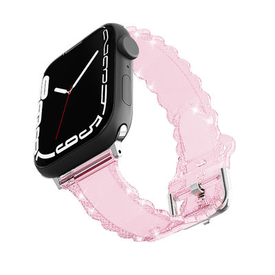 Popular estilo de luxo para o Apple Watch 45mm Clear Glitter Lace Diamond Replacement Band