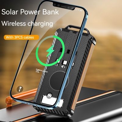 Bateria Li-Polymer Banco de Energia Solar 10000mAh para iPhone 15 Carregamento sem fio e ao ar livre