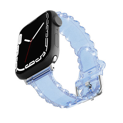 Popular estilo de luxo para o Apple Watch 45mm Clear Glitter Lace Diamond Replacement Band