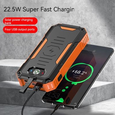 15W Potência de saída Mould privado Carregamento sem fio Banco de energia solar para iPhone 30000mAh