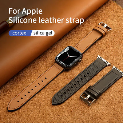 Faixa de relógio de couro de silicone de 22 mm para a série iWatch 6 5 4 3 2 1 SE