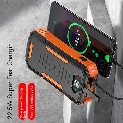 Carregamento sem fio Banco de energia externo 30000mAh com painel solar de 22,5W e alta capacidade