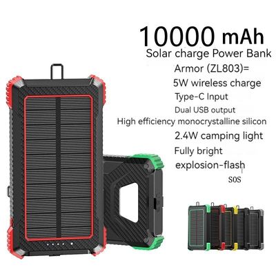 Carregamento sem fio 5W Outdoor Power Bank 10000mAh Carregador de bateria solar para iPhone 15