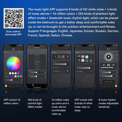 Carregador sem fio com Relógio de Alarme Controle de Aplicação Digital RGB Light Speaker sem fio