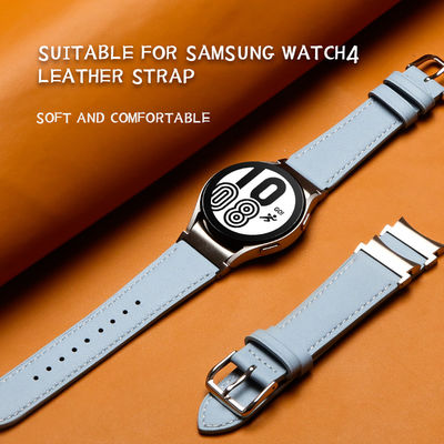Faixa de relógio de couro de 20 mm para Samsung Galaxy Watch 4 de lançamento rápido Faixa de couro genuína