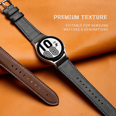 Faixa de relógio de couro de 20 mm para Samsung Galaxy Watch 4 de lançamento rápido Faixa de couro genuína