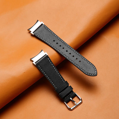 Faixa de relógio de couro de 20 mm para Samsung Galaxy Watch 4 de lançamento rápido Faixa de couro genuína